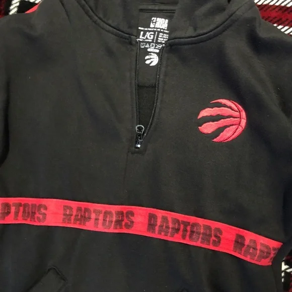 NBA Raptors Kids Black Hoodie with Red Accents - Picture 3 of 6